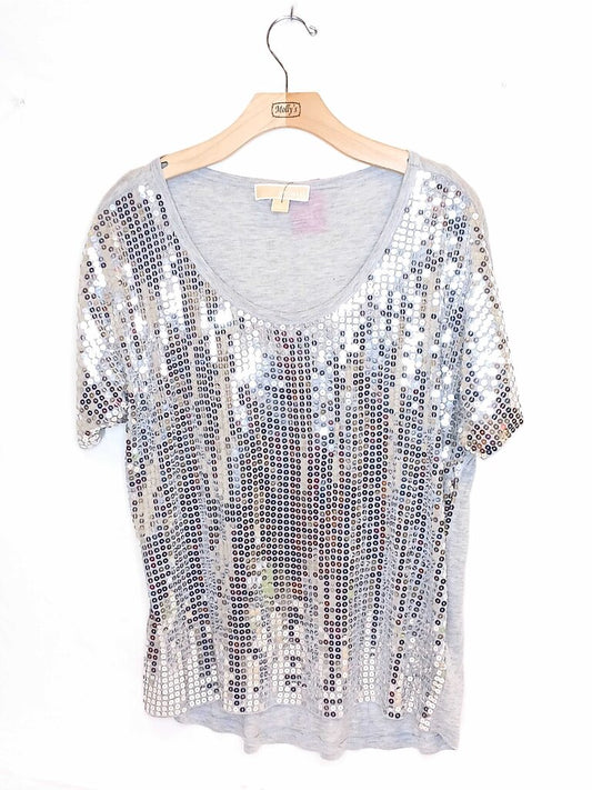 Michael Kors Short Sleeve Sequin Top