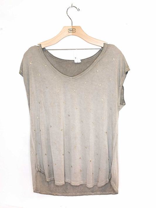 Cable & Gauge Short Sleeve Top Psalm Tree Pattern