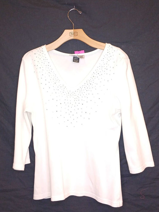 Christine Alexander 3/4 sleeve Rhinestone Top