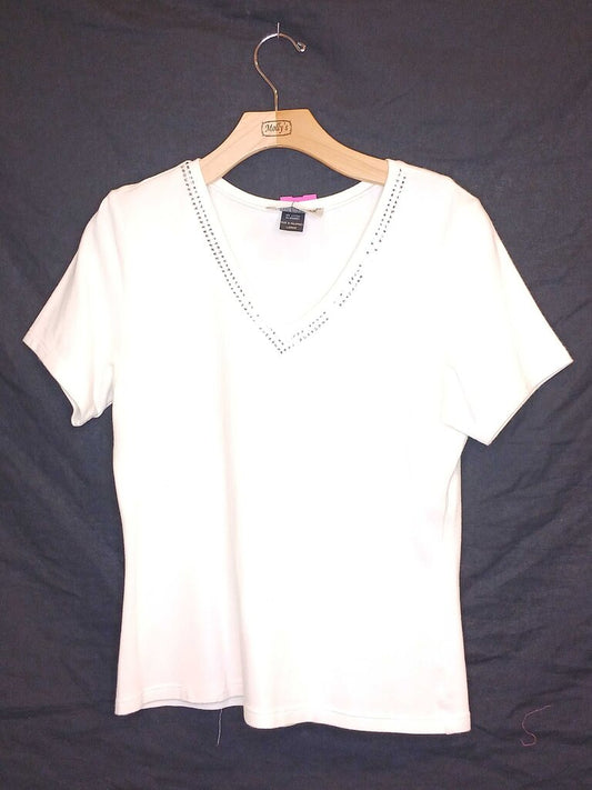 Christine Alexander Short sleeve V-Neck Rhinestone Top