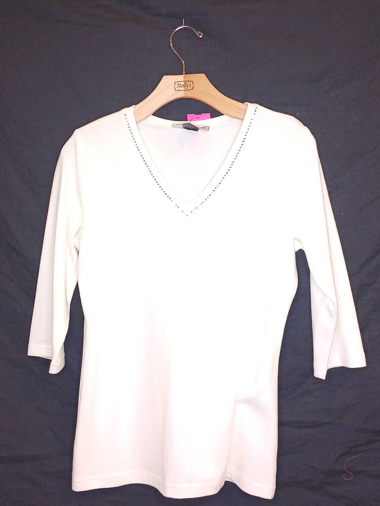 Christine Alexander Rhinestone V-Neck Long Sleeve Top