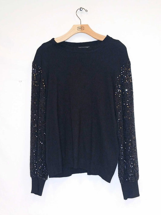 Adriana Papell Sequin Puff Sleeve Top