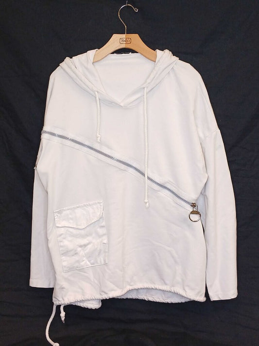 New Collection Unique Slant Zip Up Hoodie
