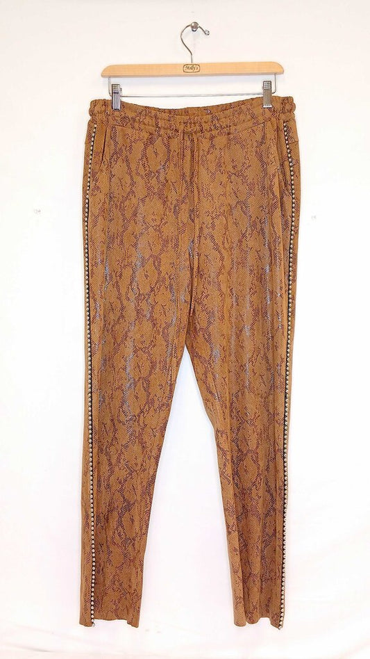 Alberto Makali Snake Print Beaded Side Seam Pants