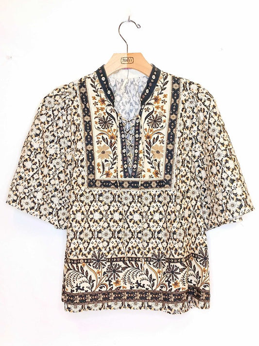 Anthropologie Floral Short Sleeve Top