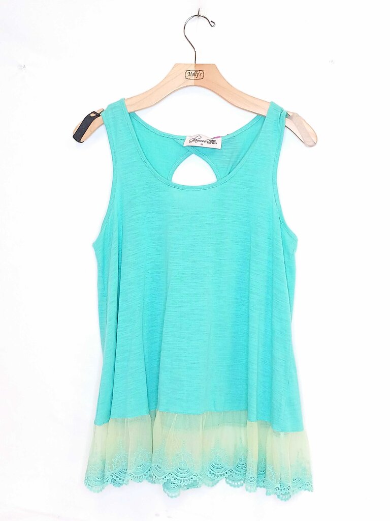 Glamour Farms Lace Hem Sleeveless Top