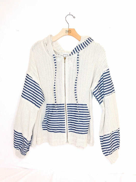 Pol Knit and Stripped Zip Up