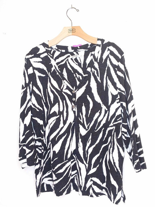 Chicos Long sleeve 3 Button Zebra Print top