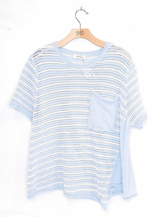 Mello. Stripped Knit Top W Pocket