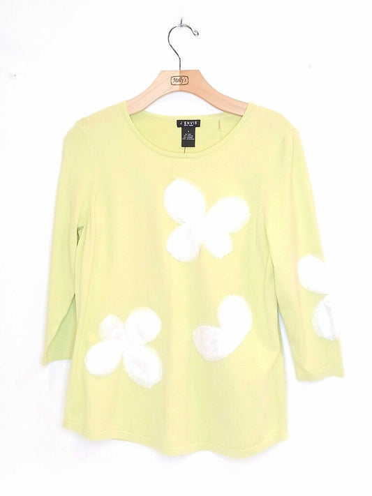 J'envie Tulle Applique Flower long sleeve top