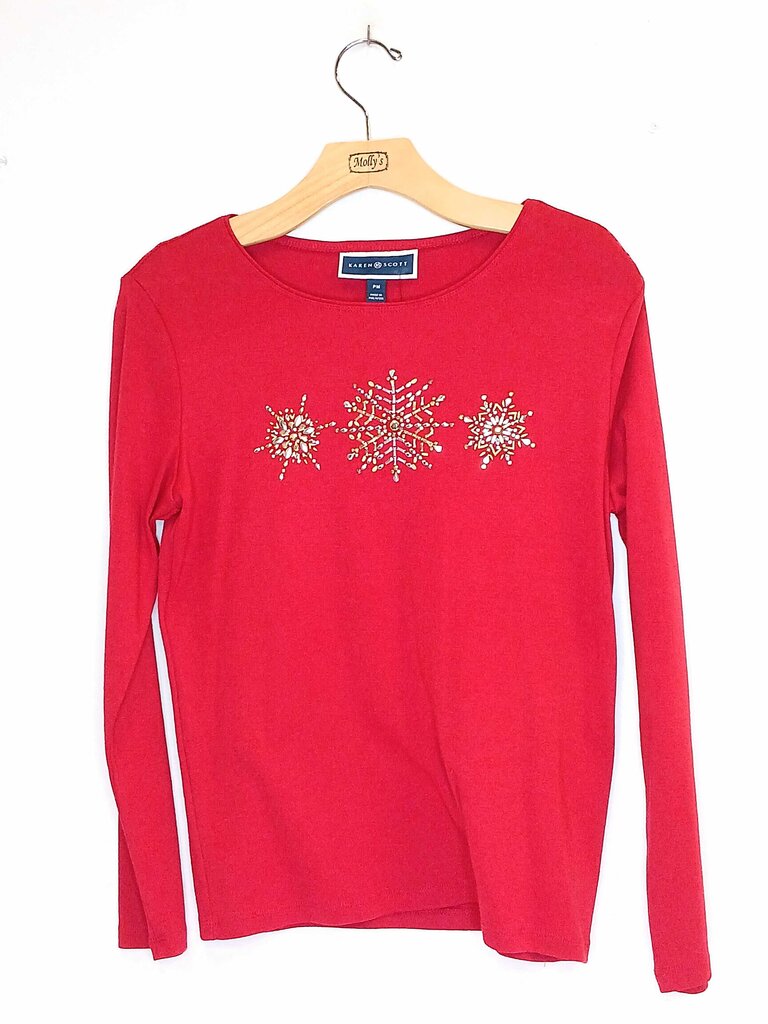Karen Scott Snow Flake Long Sleeve Top
