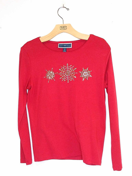 Karen Scott Snow Flake Long Sleeve Top