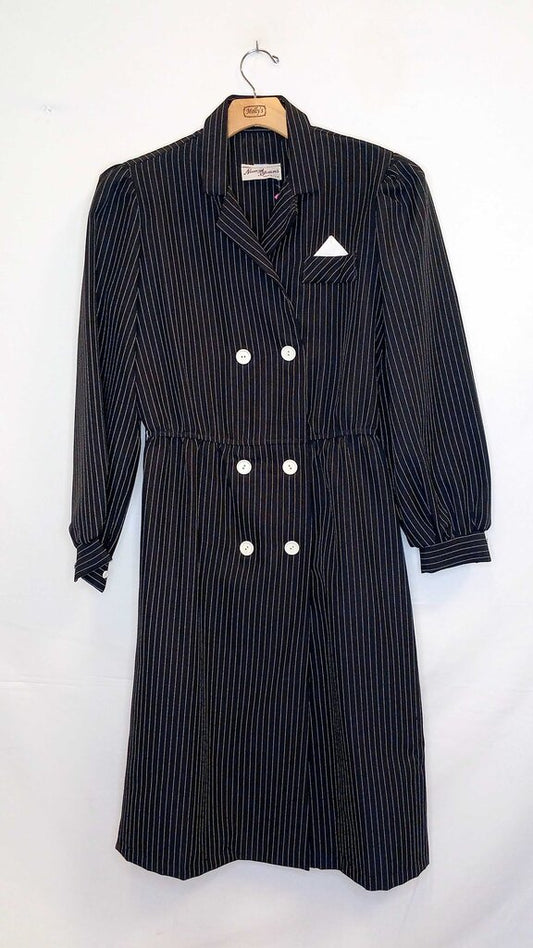 Nancy Stevens Pinstripe Long Trench Coat
