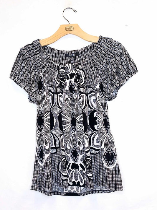 Style & Co Short Sleeve Elastic Neck Top