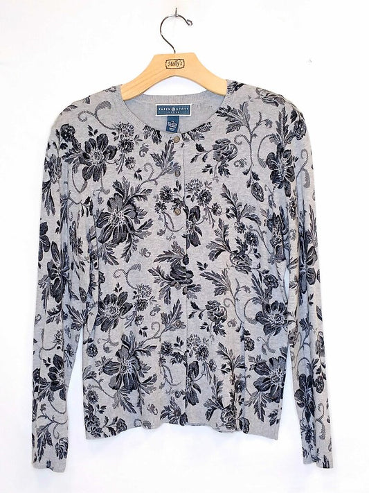 Karen Scott Long Sleeve Button Up Cardigan