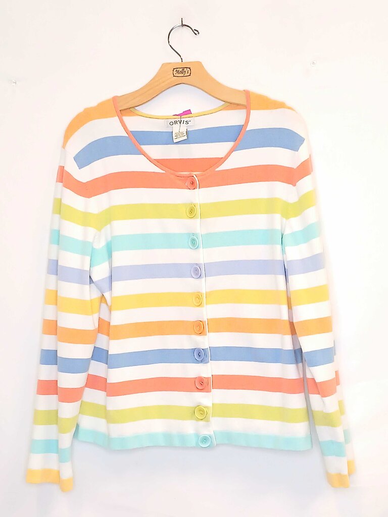 Orvis Striped Button Up Cardigan