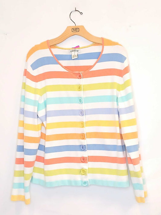Orvis Striped Button Up Cardigan