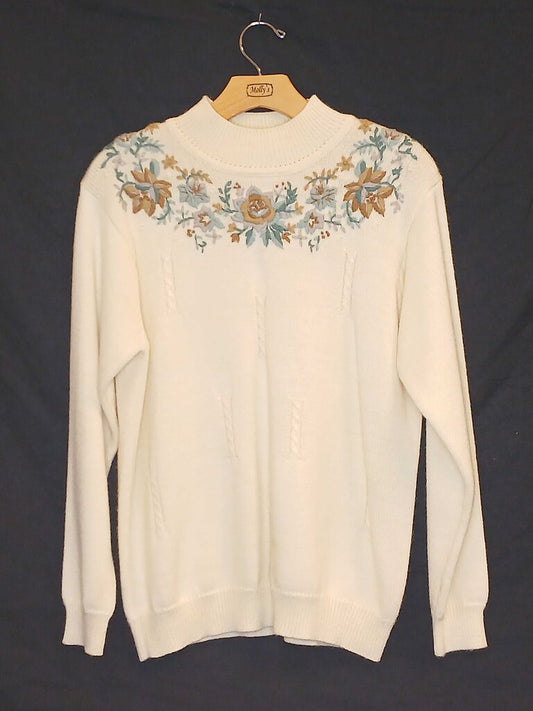 Alfred Dunner Knit Flower Turtle Neck