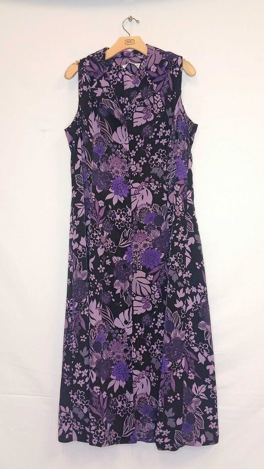 Danny & Nicole Long Sleeveless Button Up Floral Dress