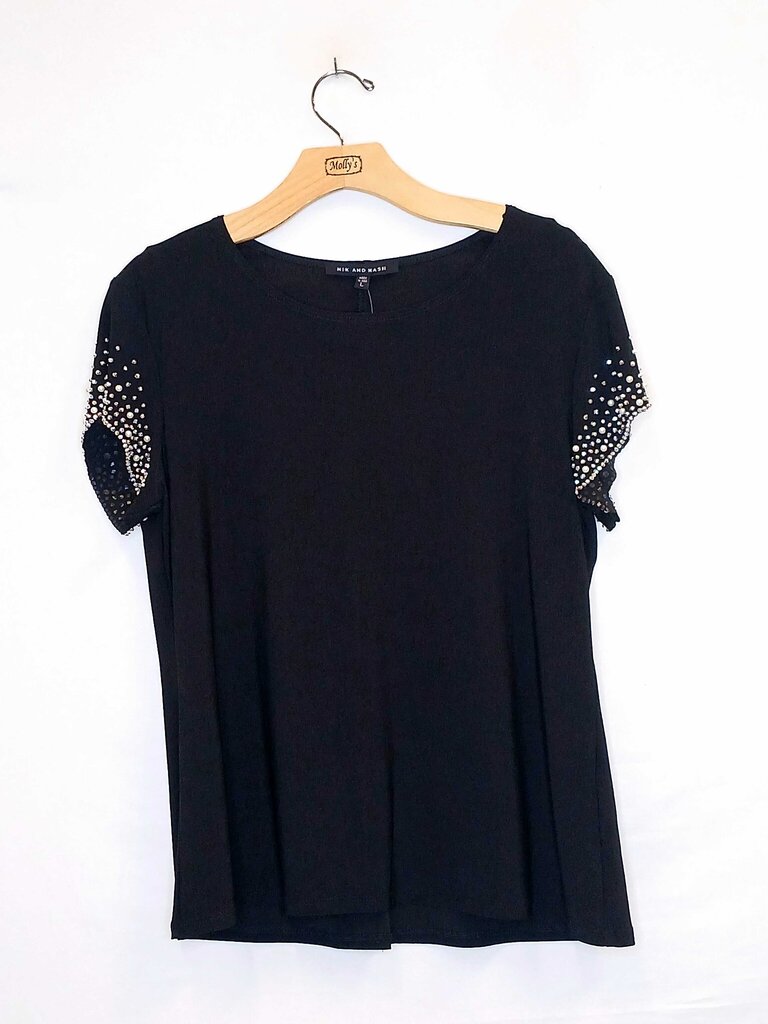 Nik And Nash Short Sleeve Beaded Top