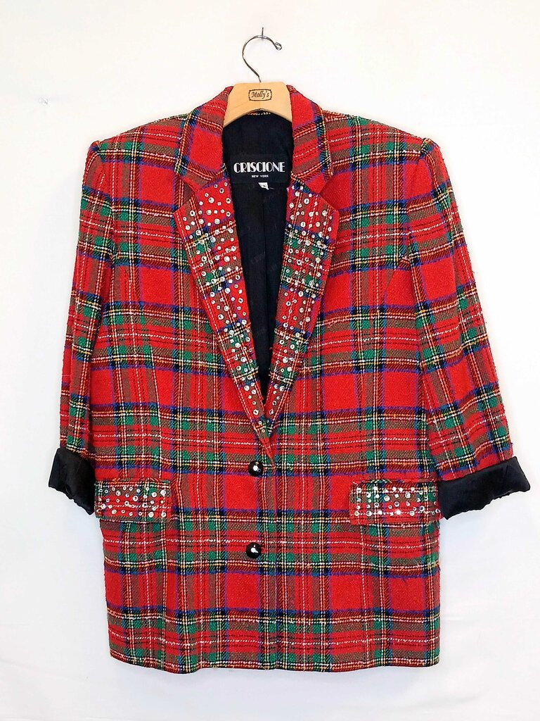 Criscione Vintage Flannel and Rhinestone Blazer