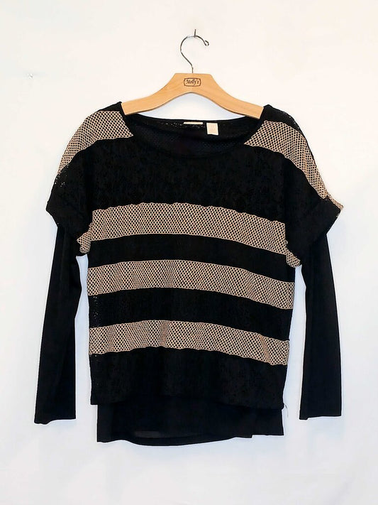 Chicos Long Sleeve Layered Striped Top