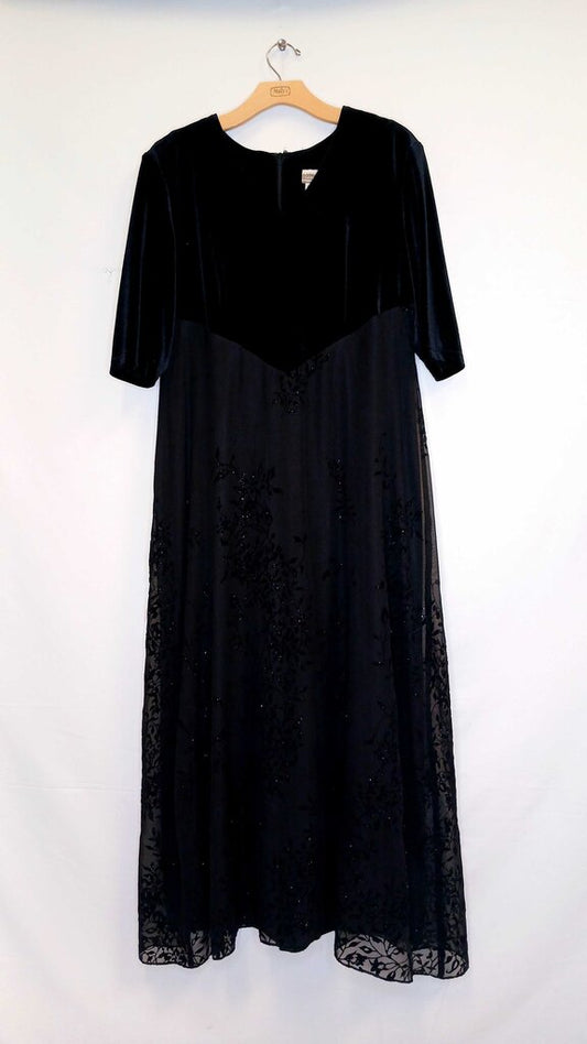 Cold Water Creek Velvet Patterned Long Dress