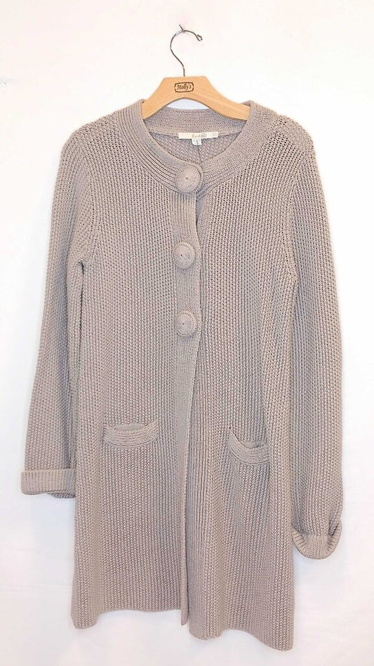Long Snap Up Knit Cardigan