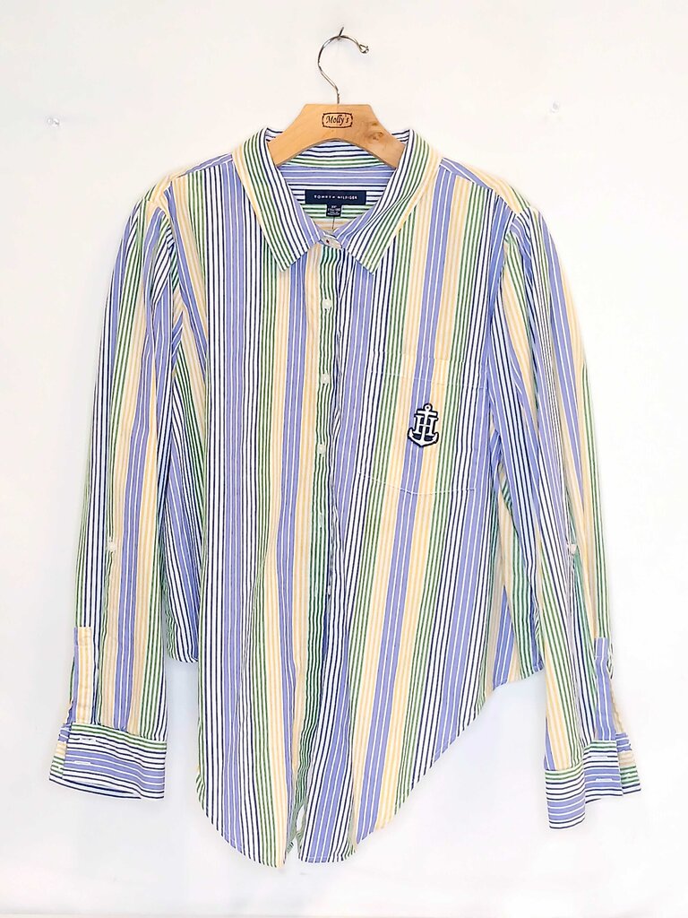 Tommy Hilfiger Vertical Striped Button Up Top