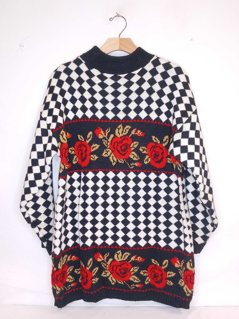 Trimmings Checkered Rose Crew Neck Sweater