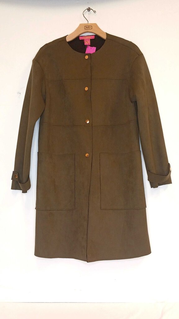 Catherine Key Hole Neck Faux Suede Coat