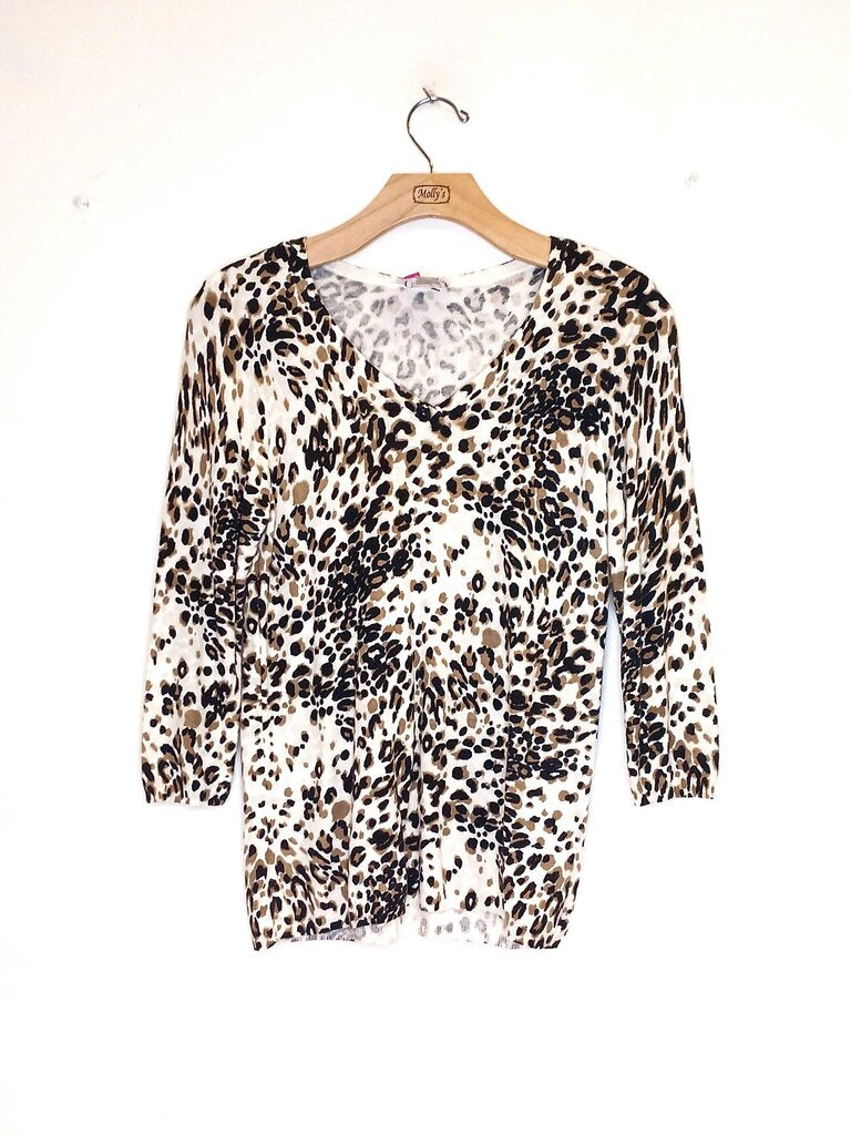 Chicos Long Sleeve Cheetah Print Top