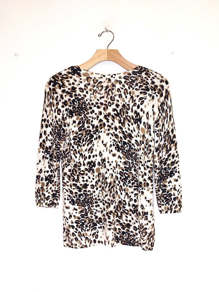 Chicos Long Sleeve Cheetah Print Top
