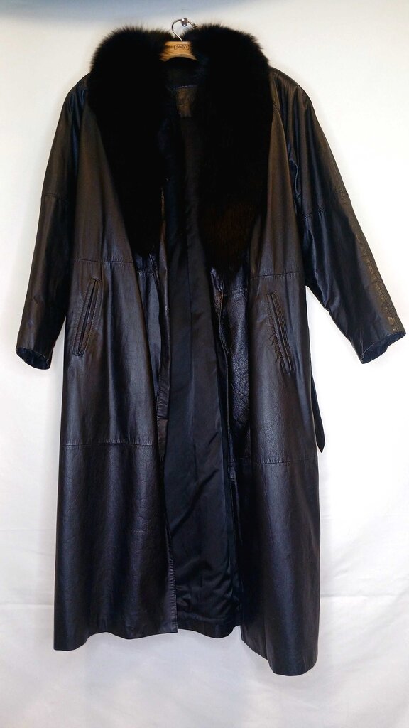 GB New York Blue Fox Lined Leather Coat