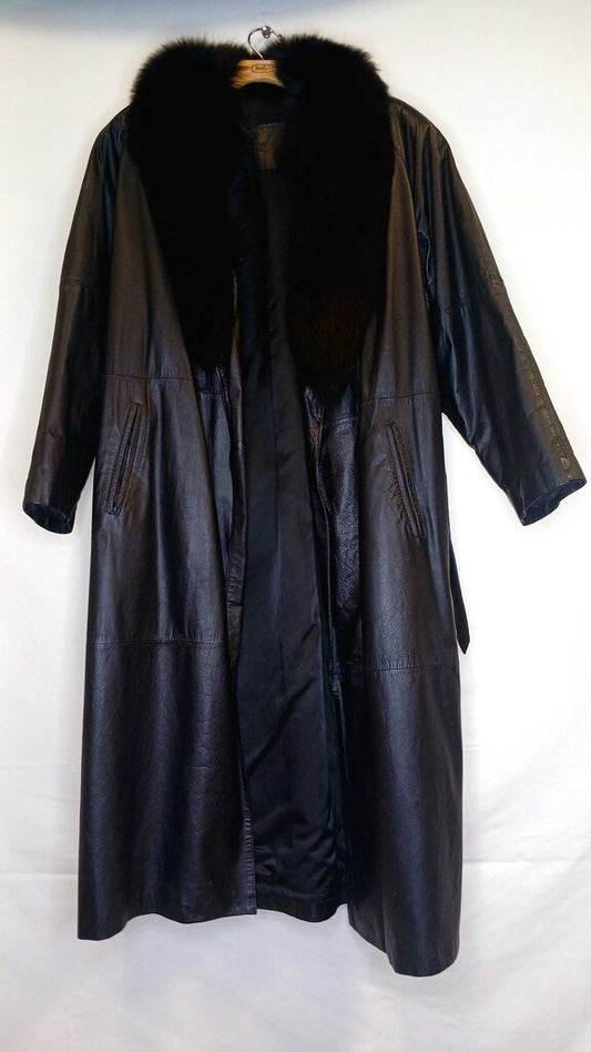 GB New York Blue Fox Lined Leather Coat