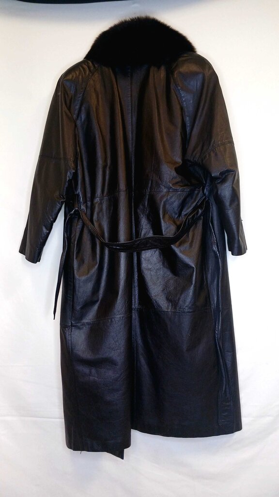 GB New York Blue Fox Lined Leather Coat