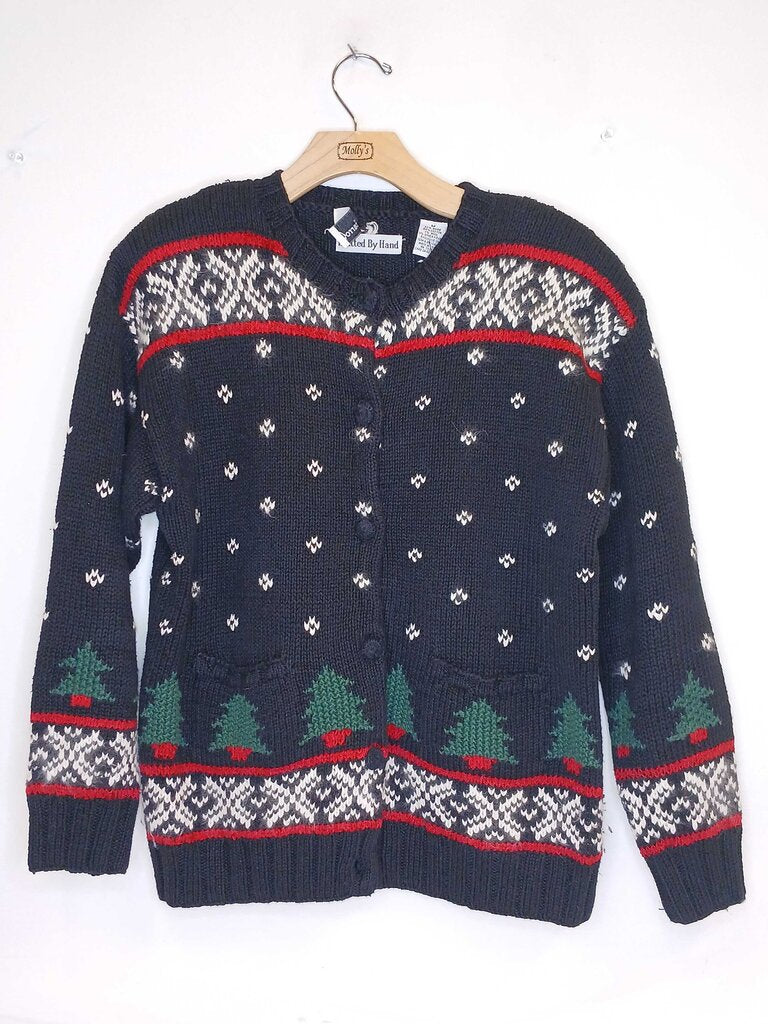 Croft Barrow Hand Knit Christmas Tree Cardigan