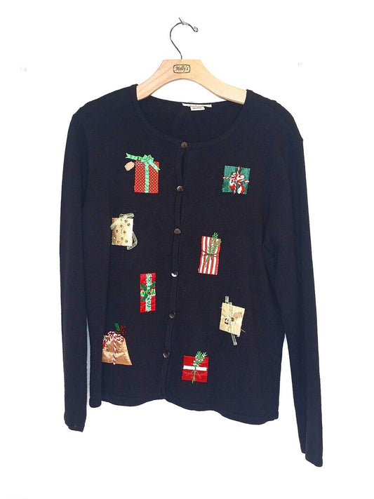 Cambridge Dry Goods Christmas Present Button Up Cardigan
