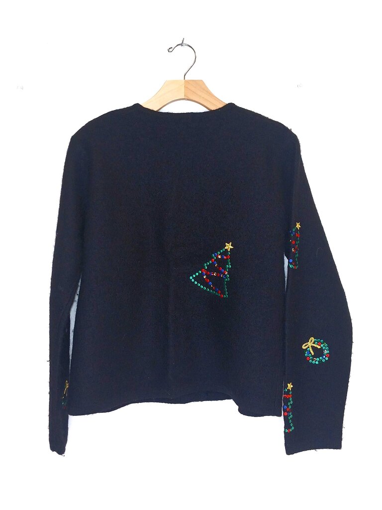 Karen Scott Christmas Tree Button Up Cardigan