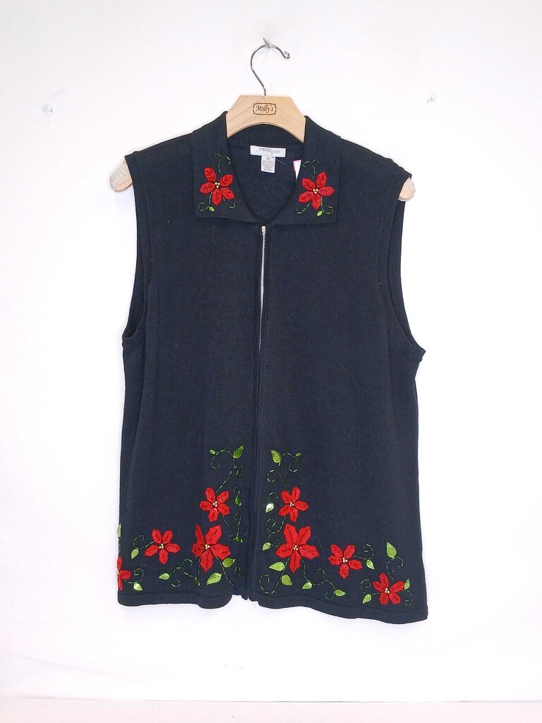 Mercer Street Studio Beaded Christmas Button Up Vest