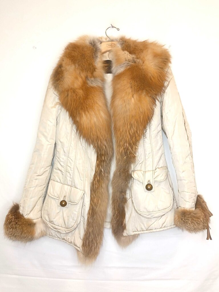 Bllen Red Fox Fur Collar Puffer Coat