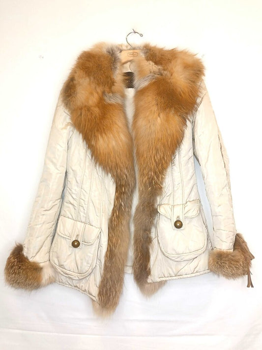 Bllen Red Fox Fur Collar Puffer Coat
