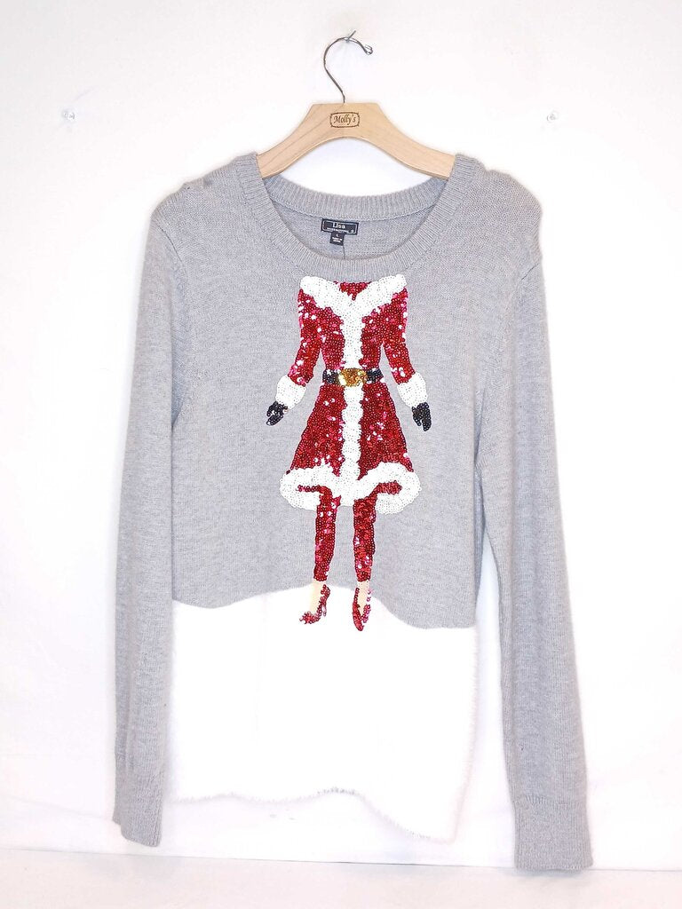 Lisa International Sequin Mrs. Clause Top