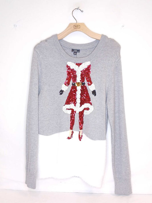 Lisa International Sequin Mrs. Clause Top