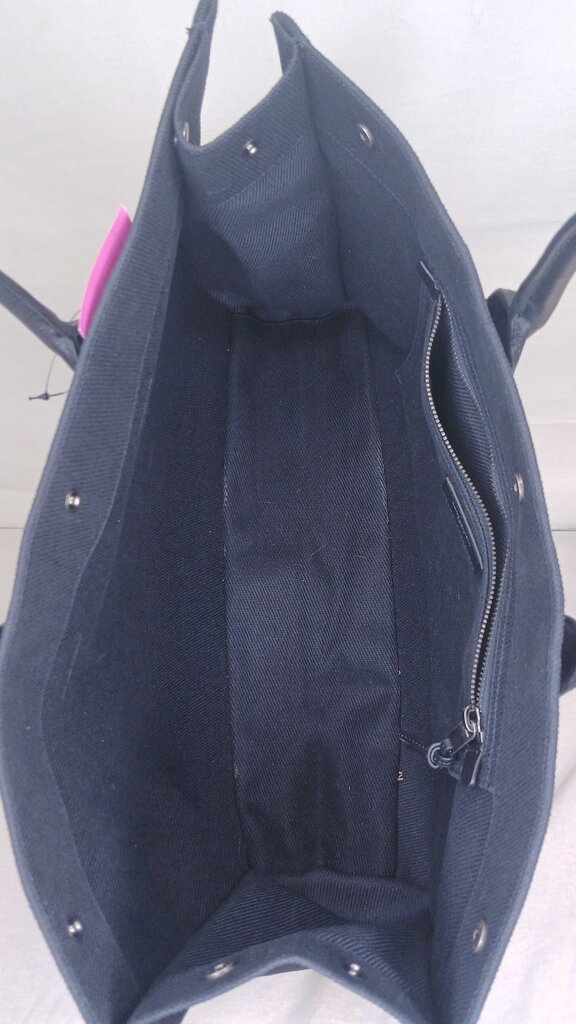 St Laurent Rive Gauche Shopper Tote Black Canvas + Leather