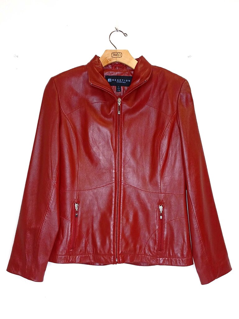 Kennith Cole Zip Up 100% Leather Jacket
