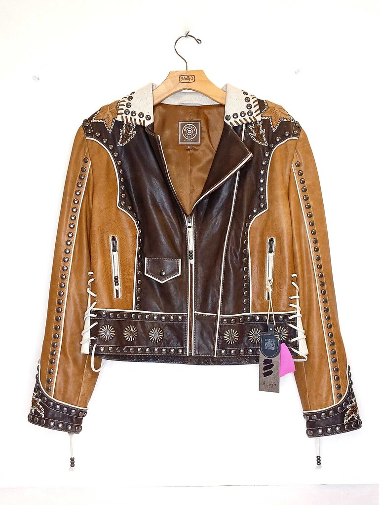 Double D Ranch Embroidered + Studded Leather Jacket