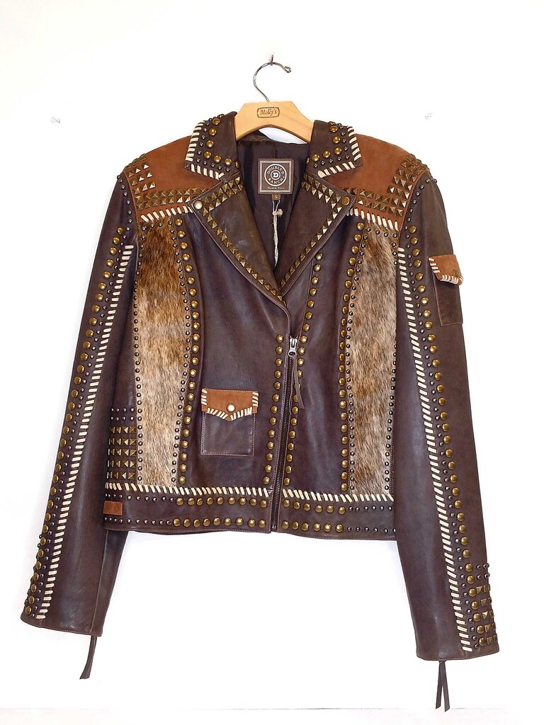 Studded Multi Textured Leather Jacket