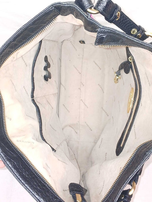 Croc Embossed Leather Tote Purse