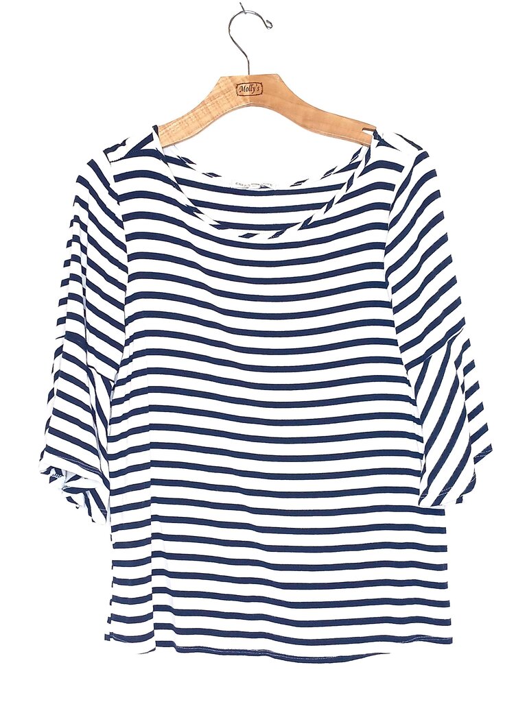 Striped Flutter Sleeve Top